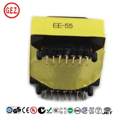 GEZ customized 36v 18v 15v 12v 6v 1a 2a pin type EE55 high frequency transformer